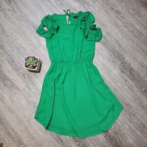 RW&Co. * Green Chiffon Ruffle Sleeve Dress * Sz XS